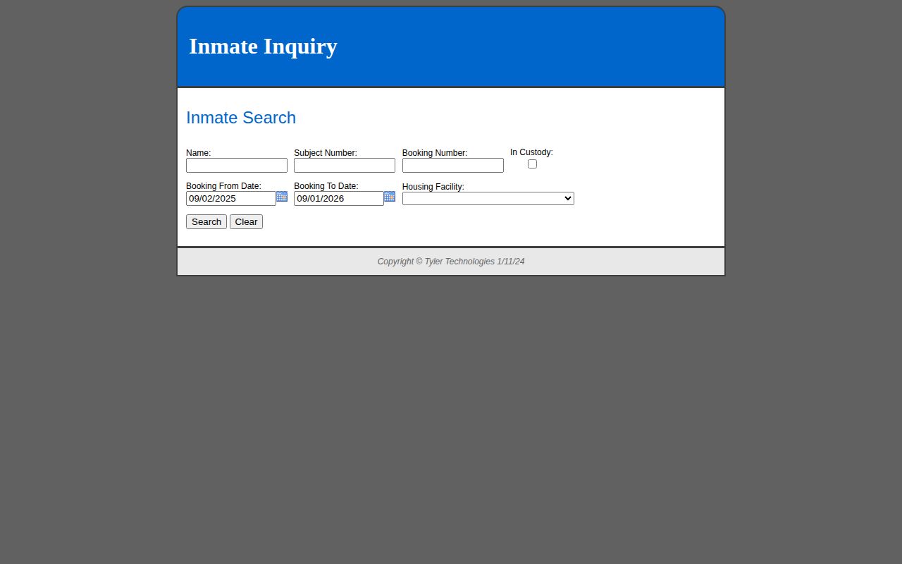 Benton County jail roster booking record search interface